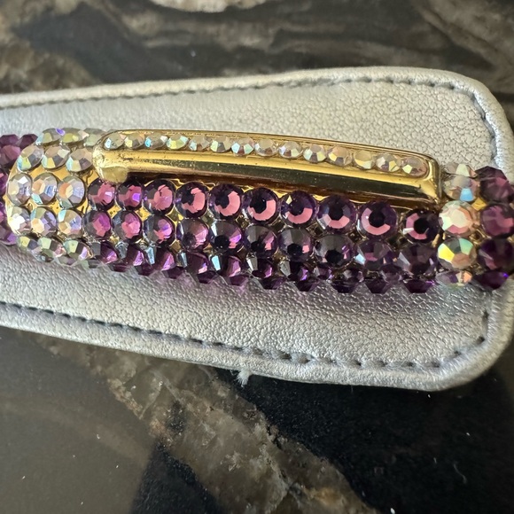Gorgeous faux crystal rhinestone purple purse pen with silver protective case - Picture 8 of 13